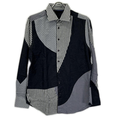 ETRO エトロ ブラック×ホワイト ペイズリー 切り替え ロングスリーブ ボタンシャツ トップス