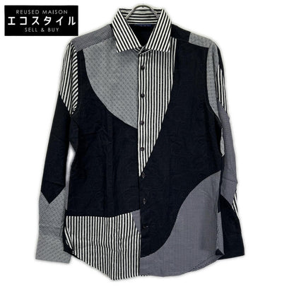 ETRO エトロ ブラック×ホワイト ペイズリー 切り替え ロングスリーブ ボタンシャツ トップス