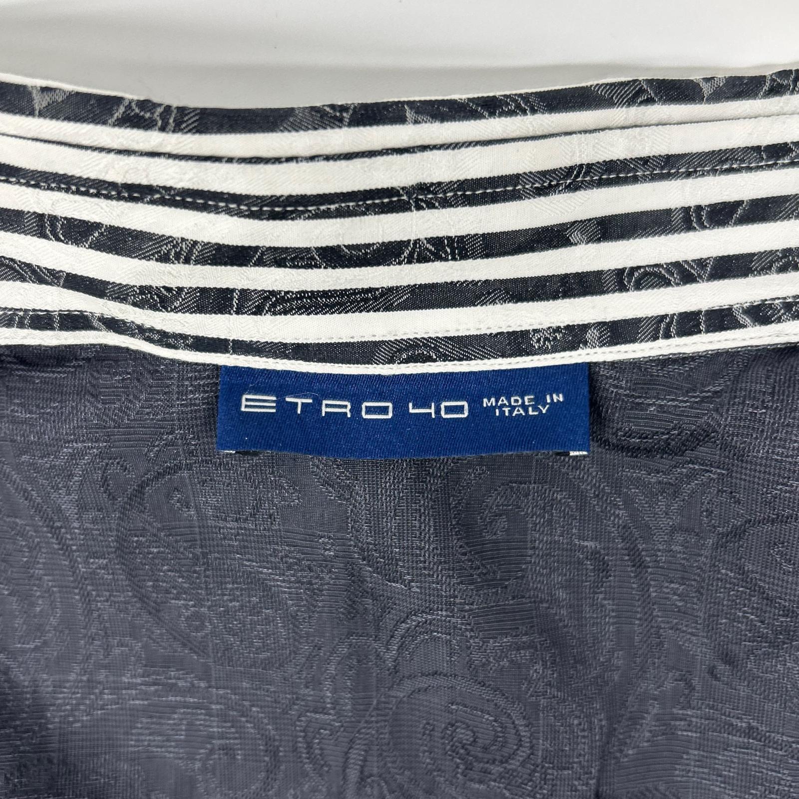 ETRO エトロ ブラック×ホワイト ペイズリー 切り替え ロングスリーブ ボタンシャツ トップス