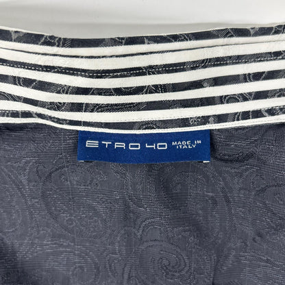 ETRO エトロ ブラック×ホワイト ペイズリー 切り替え ロングスリーブ ボタンシャツ トップス