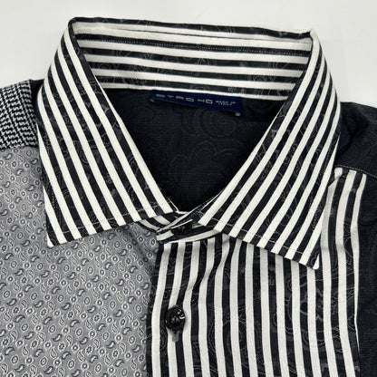 ETRO エトロ ブラック×ホワイト ペイズリー 切り替え ロングスリーブ ボタンシャツ トップス