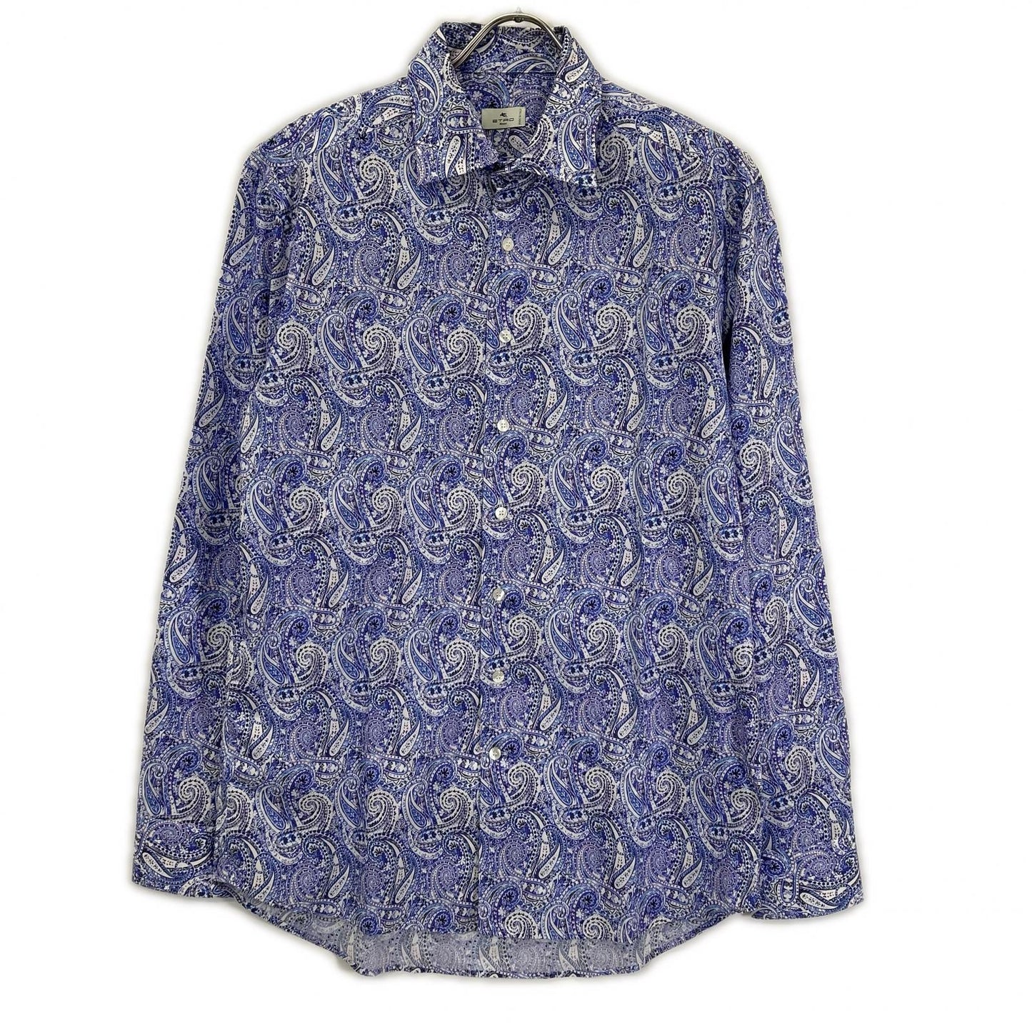 ETRO エトロ パープル ペイズリー ロングスリーブ ボタンシャツ トップス