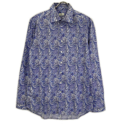 ETRO エトロ パープル ペイズリー ロングスリーブ ボタンシャツ トップス