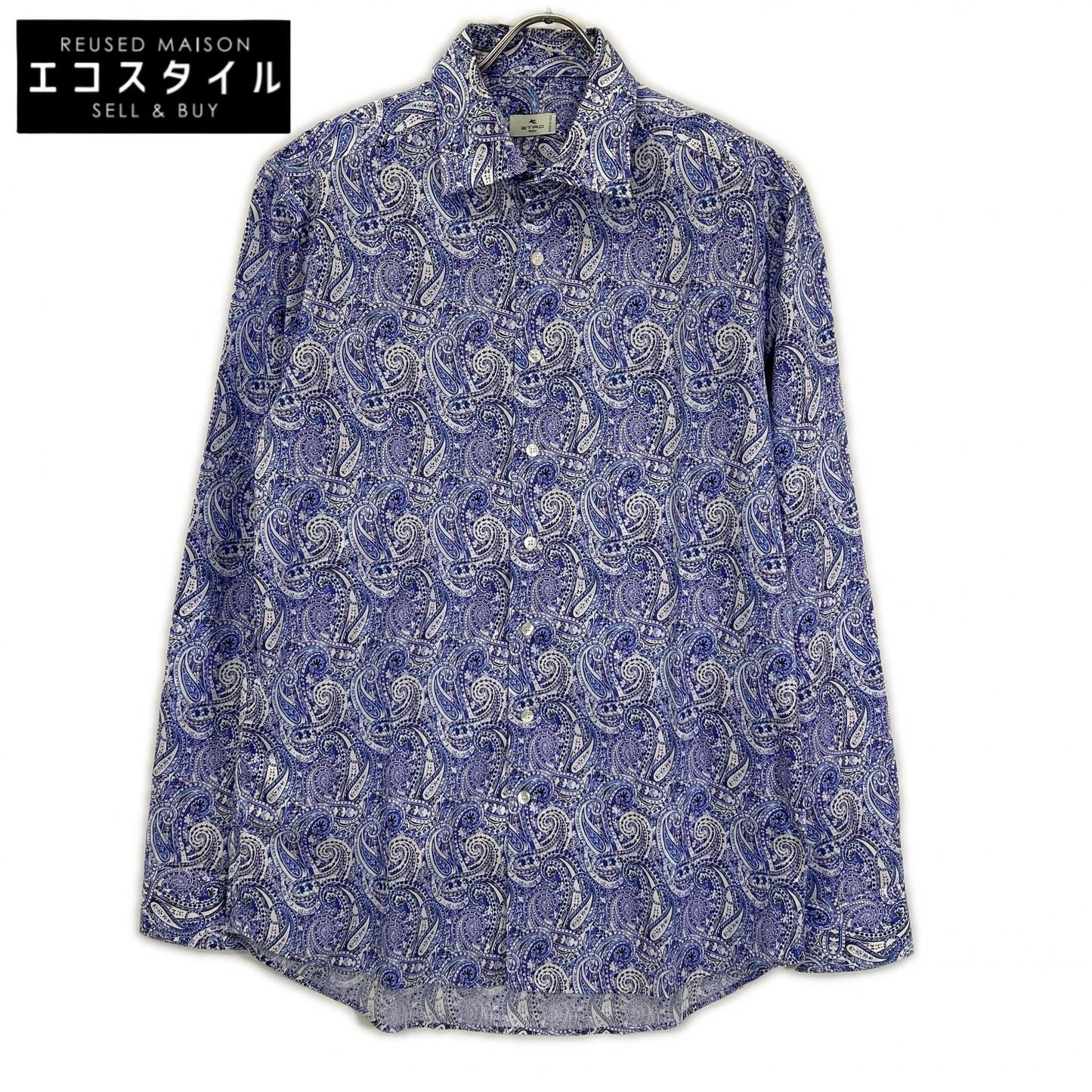 ETRO エトロ パープル ペイズリー ロングスリーブ ボタンシャツ トップス