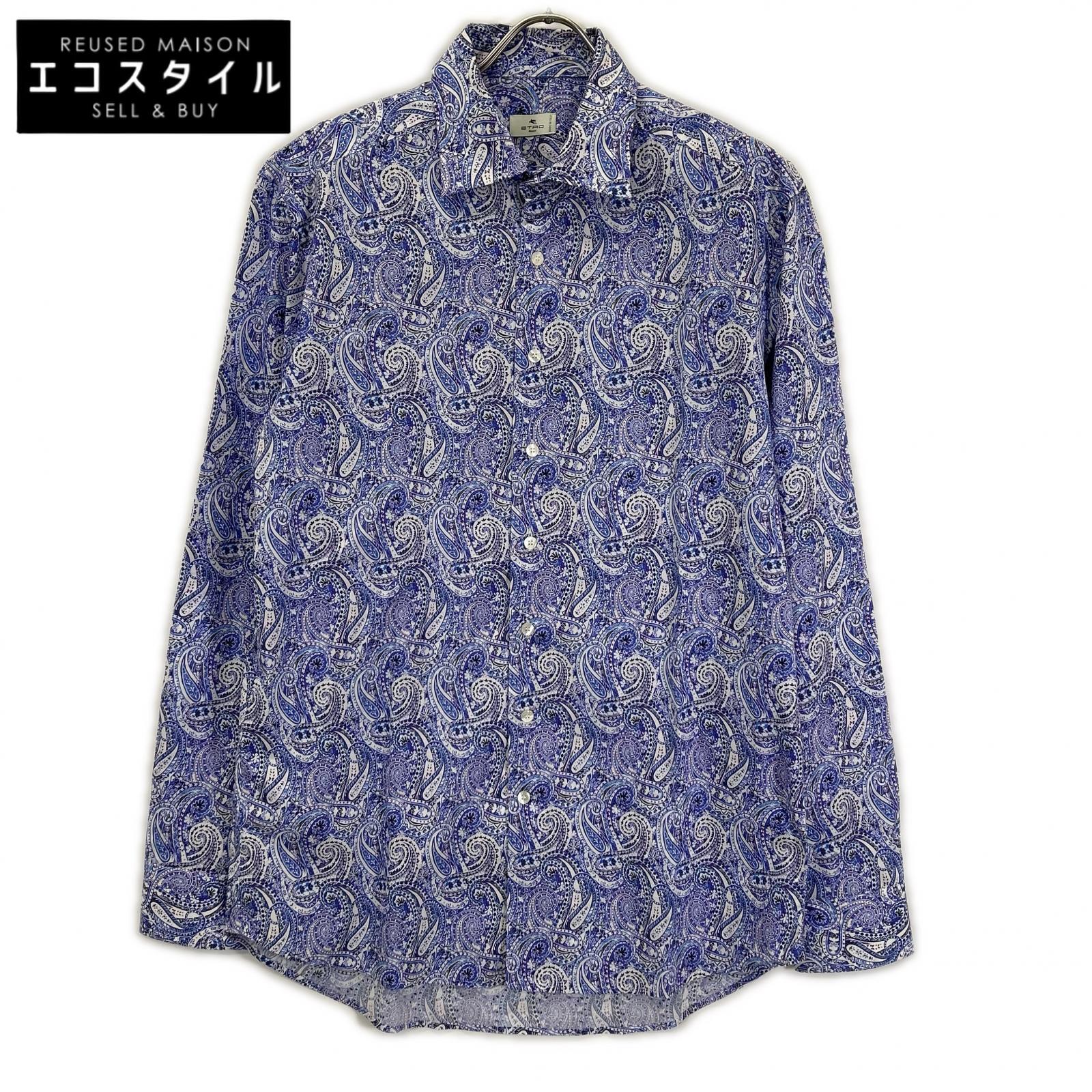 ETRO エトロ パープル ペイズリー ロングスリーブ ボタンシャツ トップス
