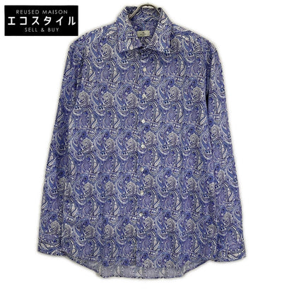 ETRO エトロ パープル ペイズリー ロングスリーブ ボタンシャツ トップス