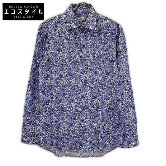 ETRO エトロ パープル ペイズリー ロングスリーブ ボタンシャツ トップス