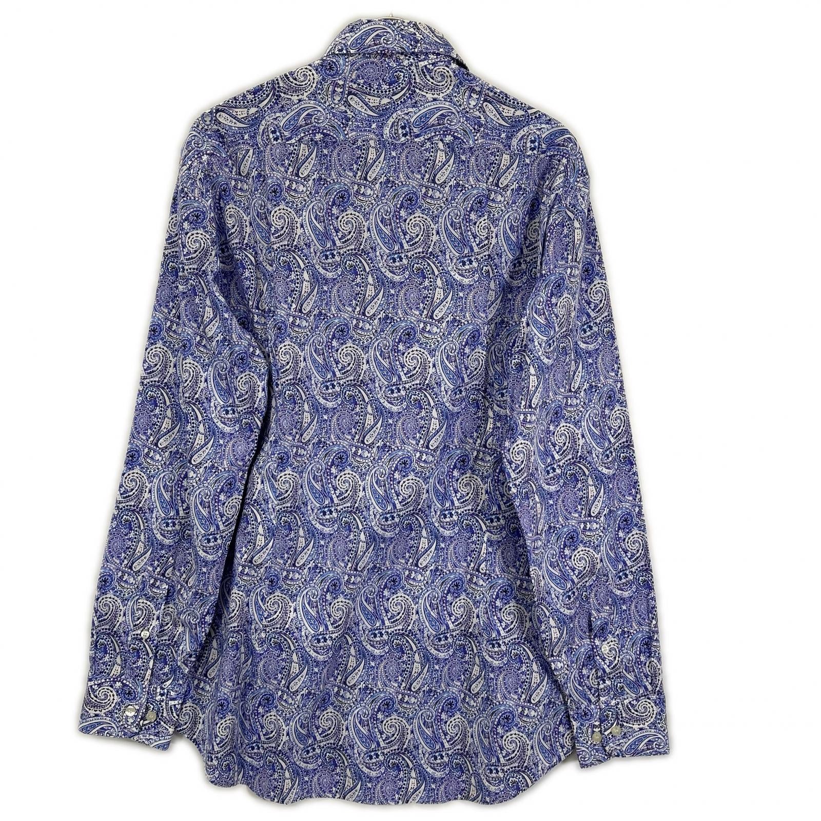 ETRO エトロ パープル ペイズリー ロングスリーブ ボタンシャツ トップス