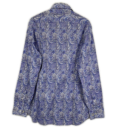 ETRO エトロ パープル ペイズリー ロングスリーブ ボタンシャツ トップス