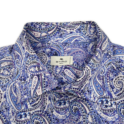 ETRO エトロ パープル ペイズリー ロングスリーブ ボタンシャツ トップス