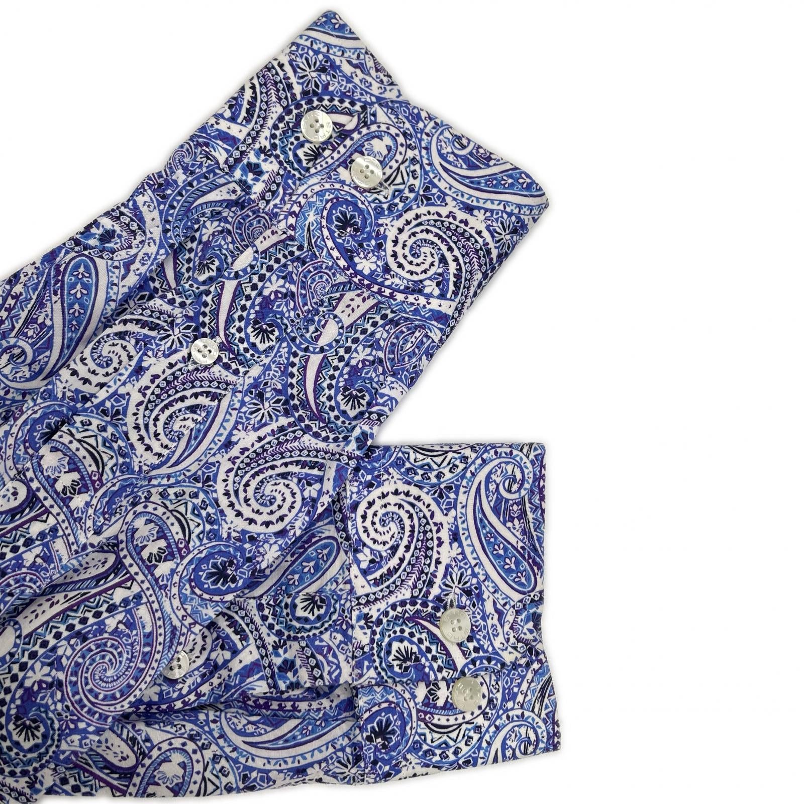 ETRO エトロ パープル ペイズリー ロングスリーブ ボタンシャツ トップス