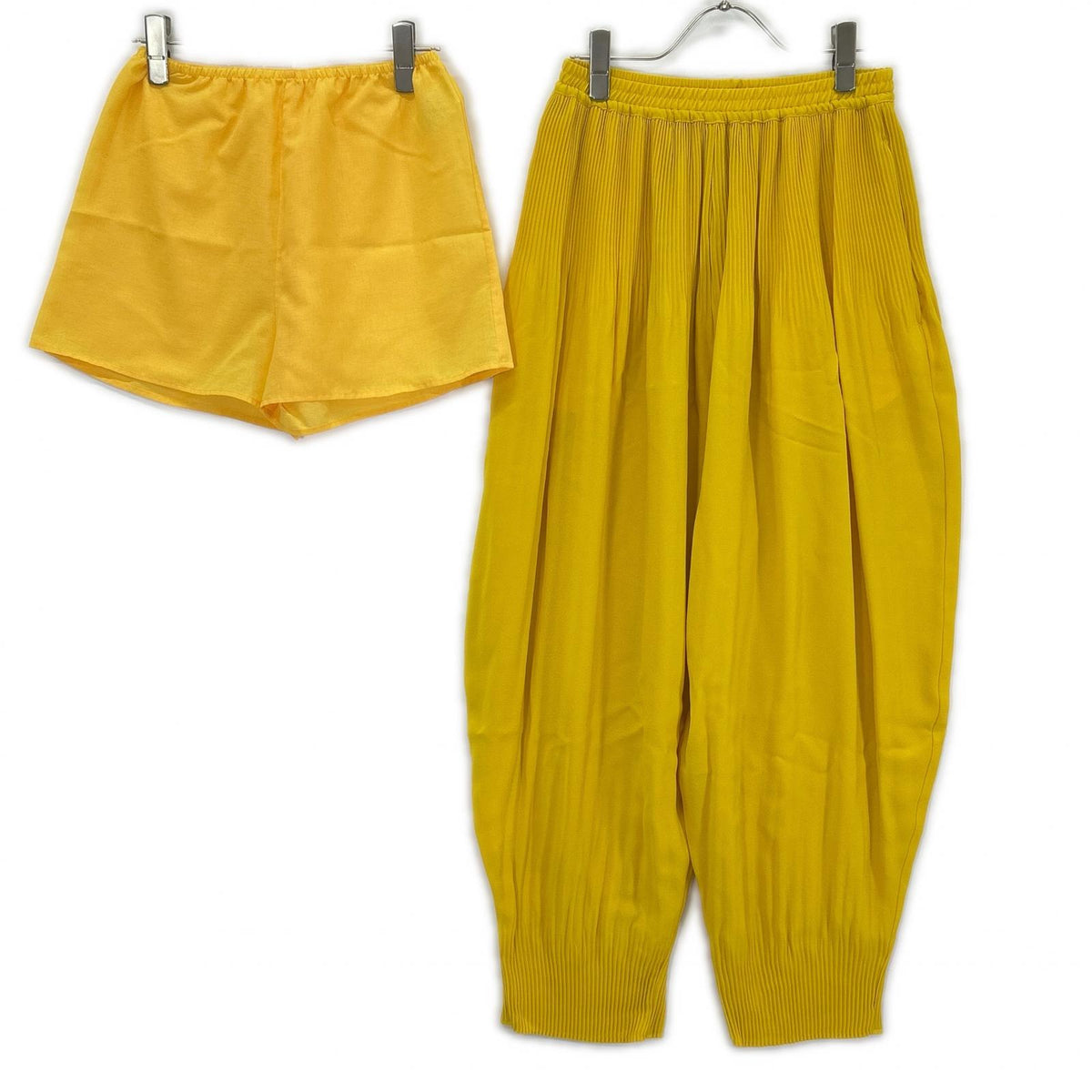 ENFOLD エンフォルド 300FA231-0530 イエロー PEジョーゼット プリーツテーパードTROUSER ボトムス