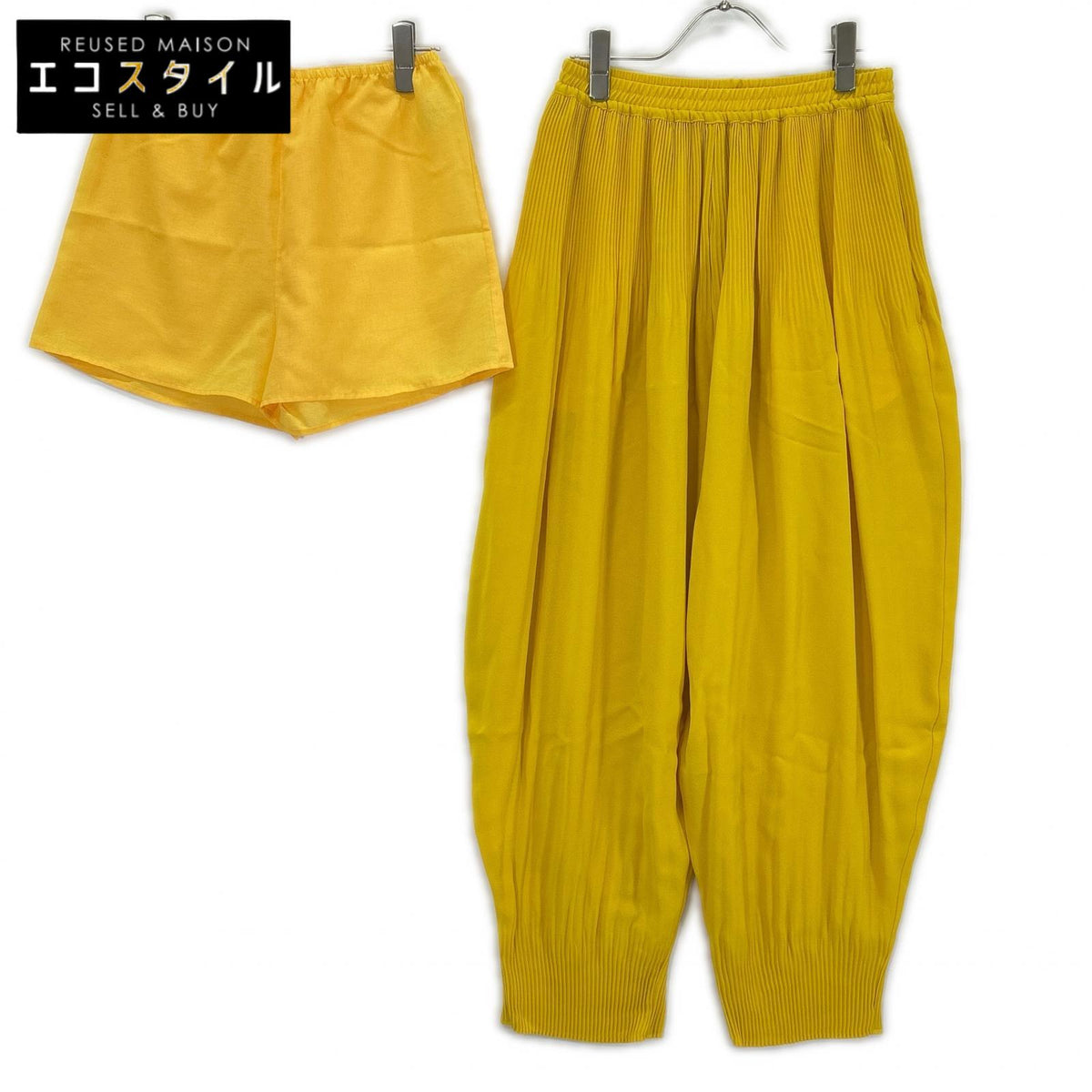 ENFOLD エンフォルド 300FA231-0530 イエロー PEジョーゼット プリーツテーパードTROUSER ボトムス