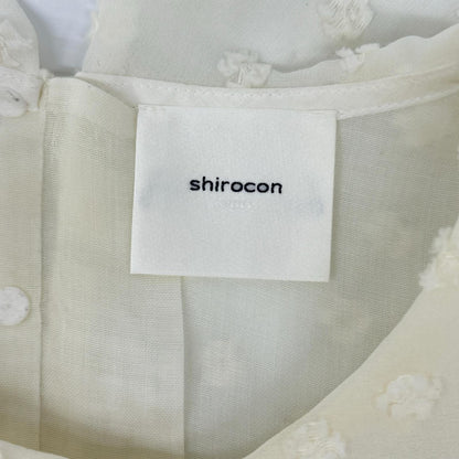 shirocon シロコン SC2221-005SM ホワイト コットン混 フリルスリーブ シアーデザイン フローラドットブラウス トップス