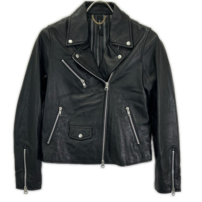 Dignite collier Black Sheepskin Zip-Up Rider Jacket Jacket