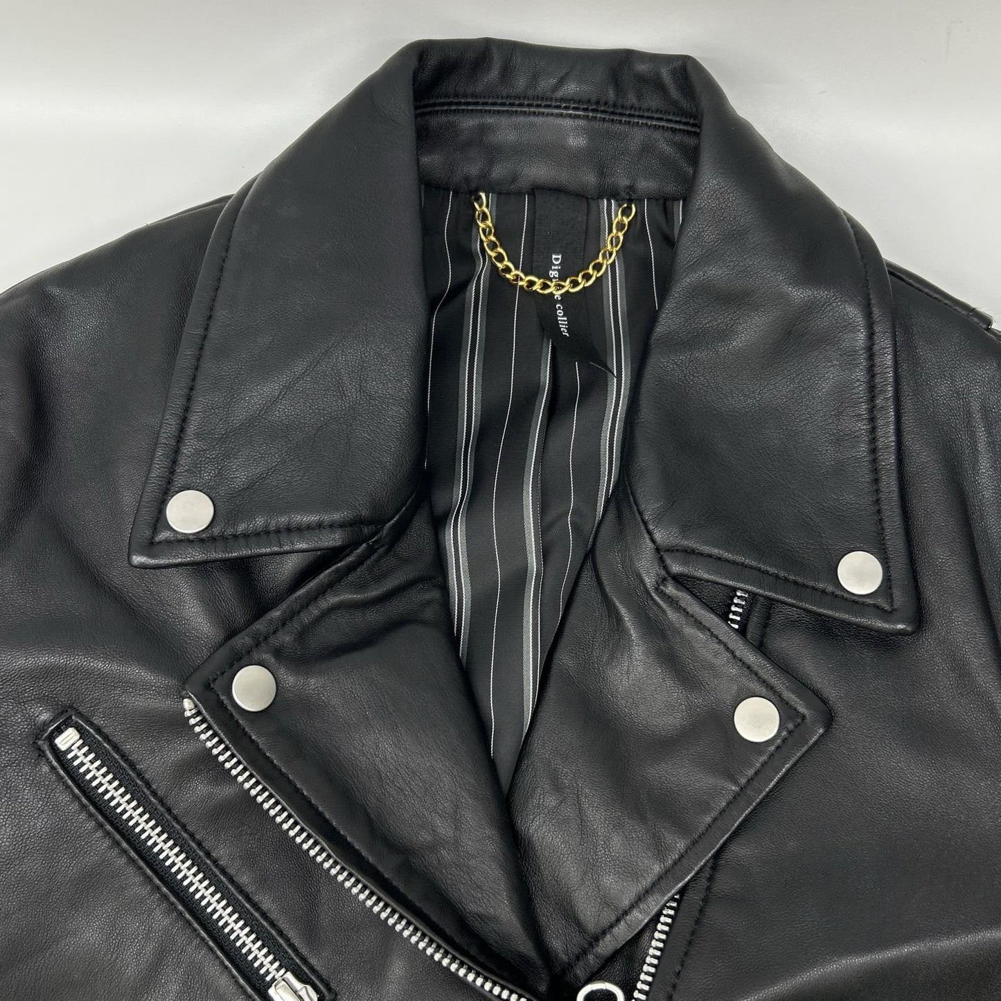 Dignite collier Black Sheepskin Zip-Up Rider Jacket Jacket