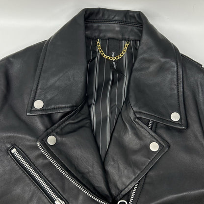Dignite collier Black Sheepskin Zip-Up Rider Jacket Jacket