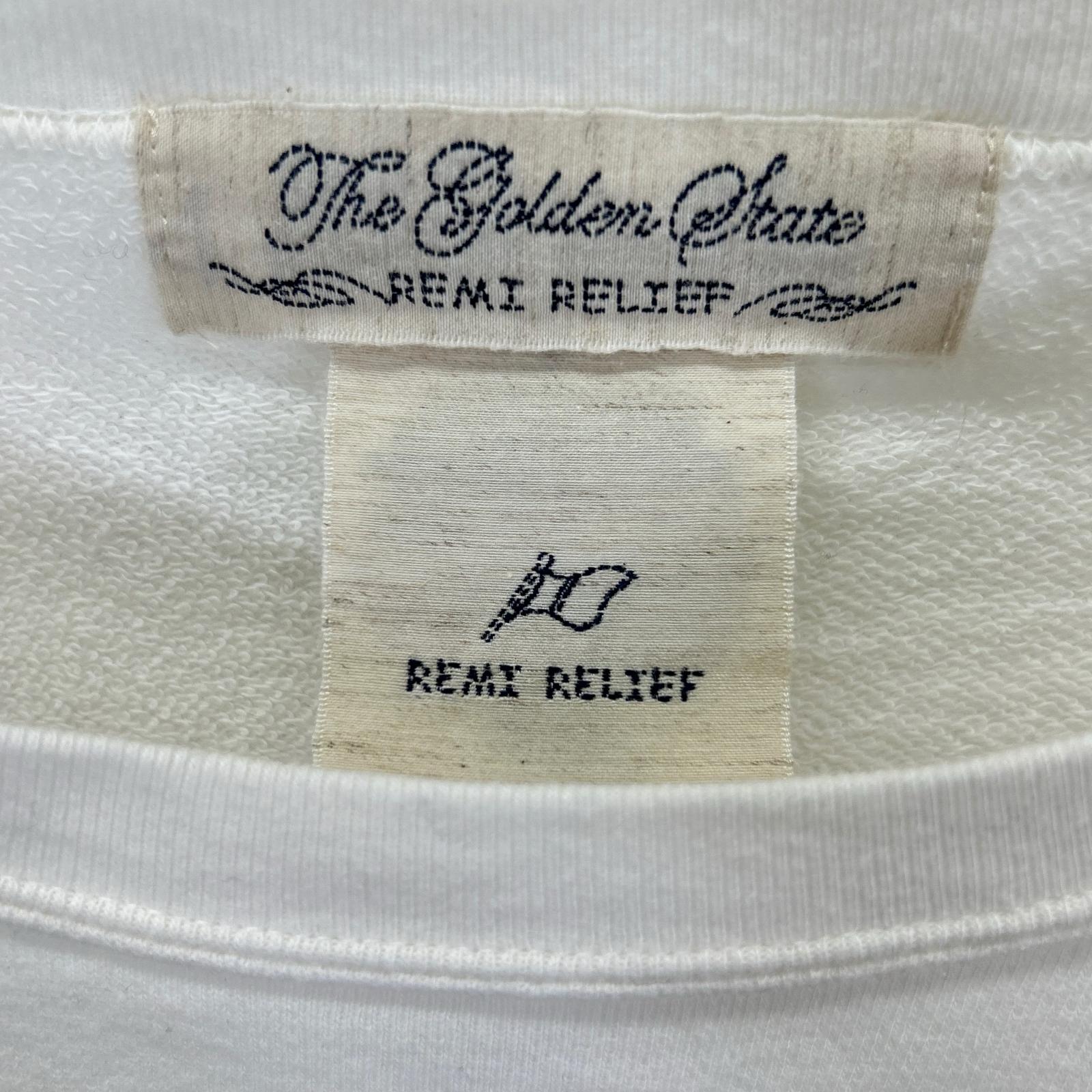 REMI RELIEF レミレリーフ ホワイト クルーネック サイドスリット スウェットプルオーバー トップス