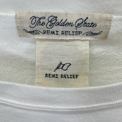 REMI RELIEF レミレリーフ ホワイト クルーネック サイドスリット スウェットプルオーバー トップス