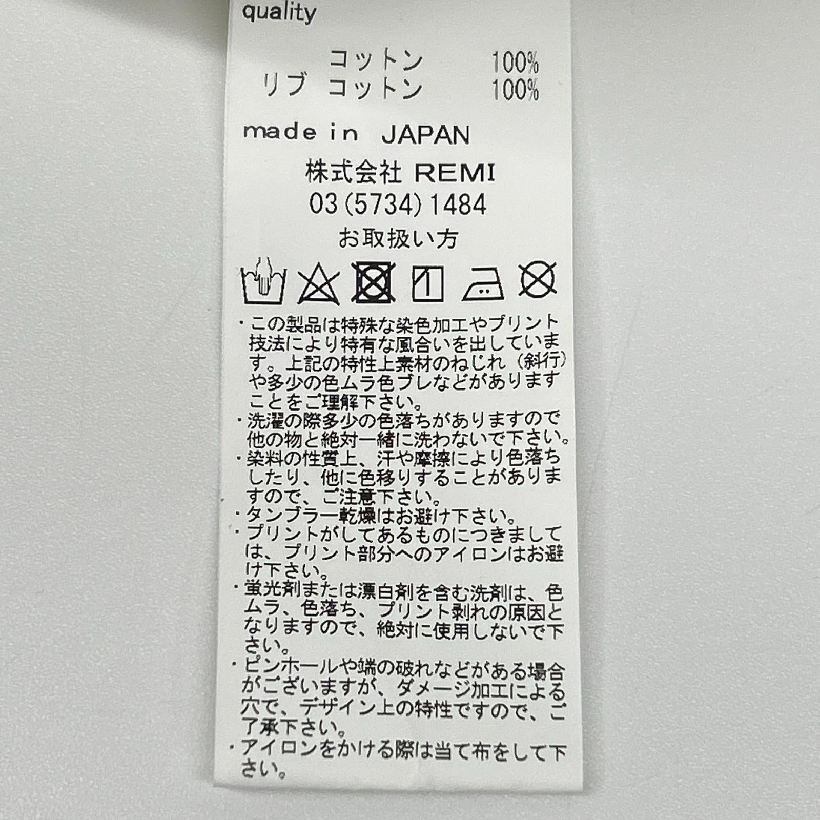 REMI RELIEF レミレリーフ ホワイト クルーネック サイドスリット スウェットプルオーバー トップス