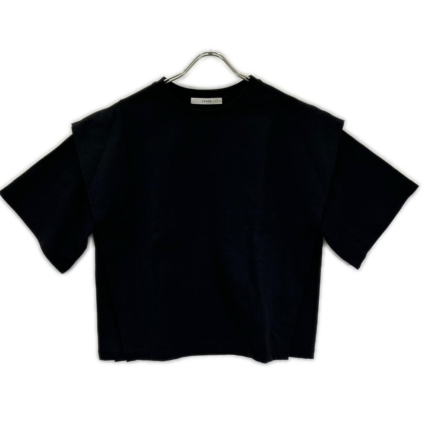 LOHEN ローヘン 24SS ブラック レイヤードデザイン クルーネックS/Sカットソー トップス