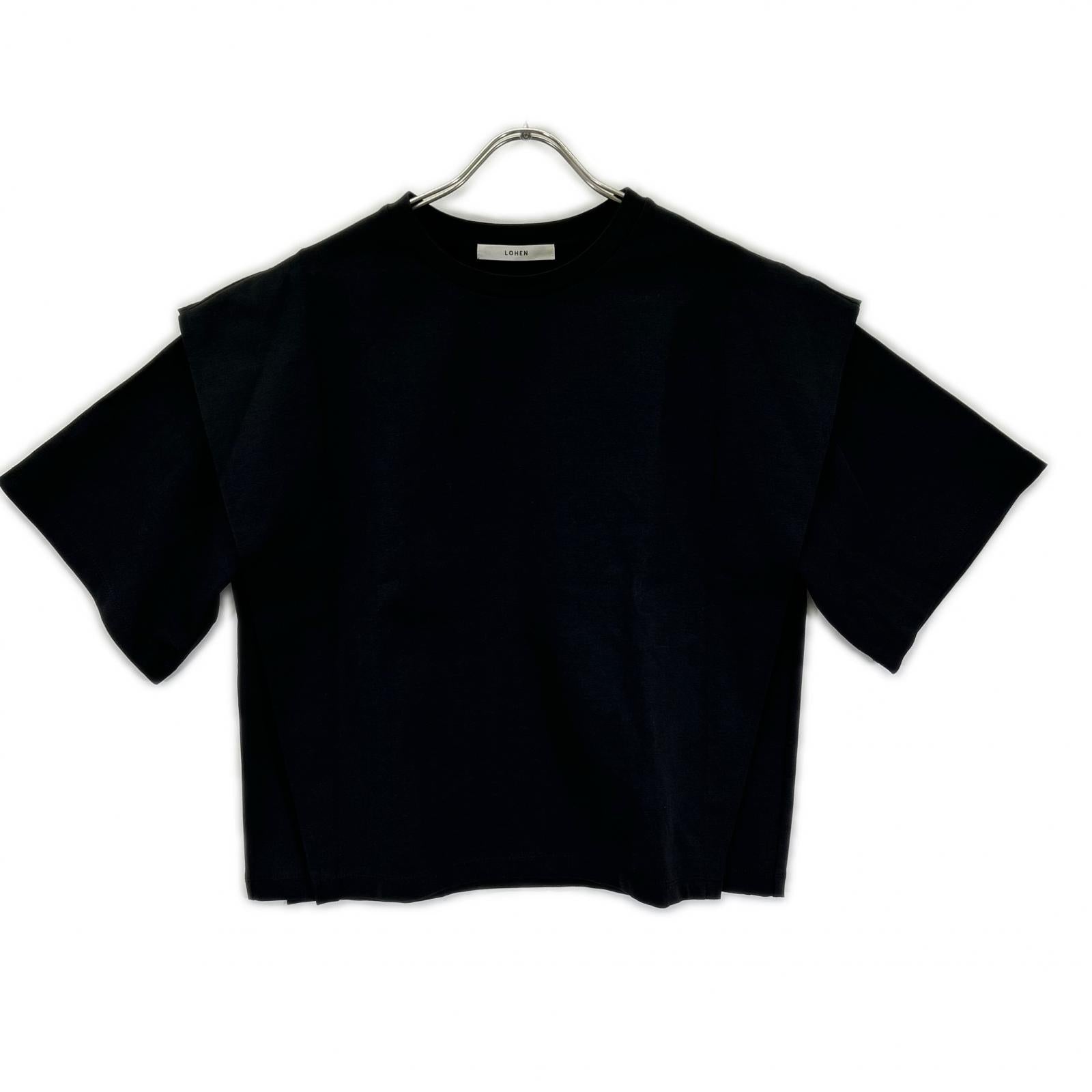 LOHEN ローヘン 24SS ブラック レイヤードデザイン クルーネックS/Sカットソー トップス