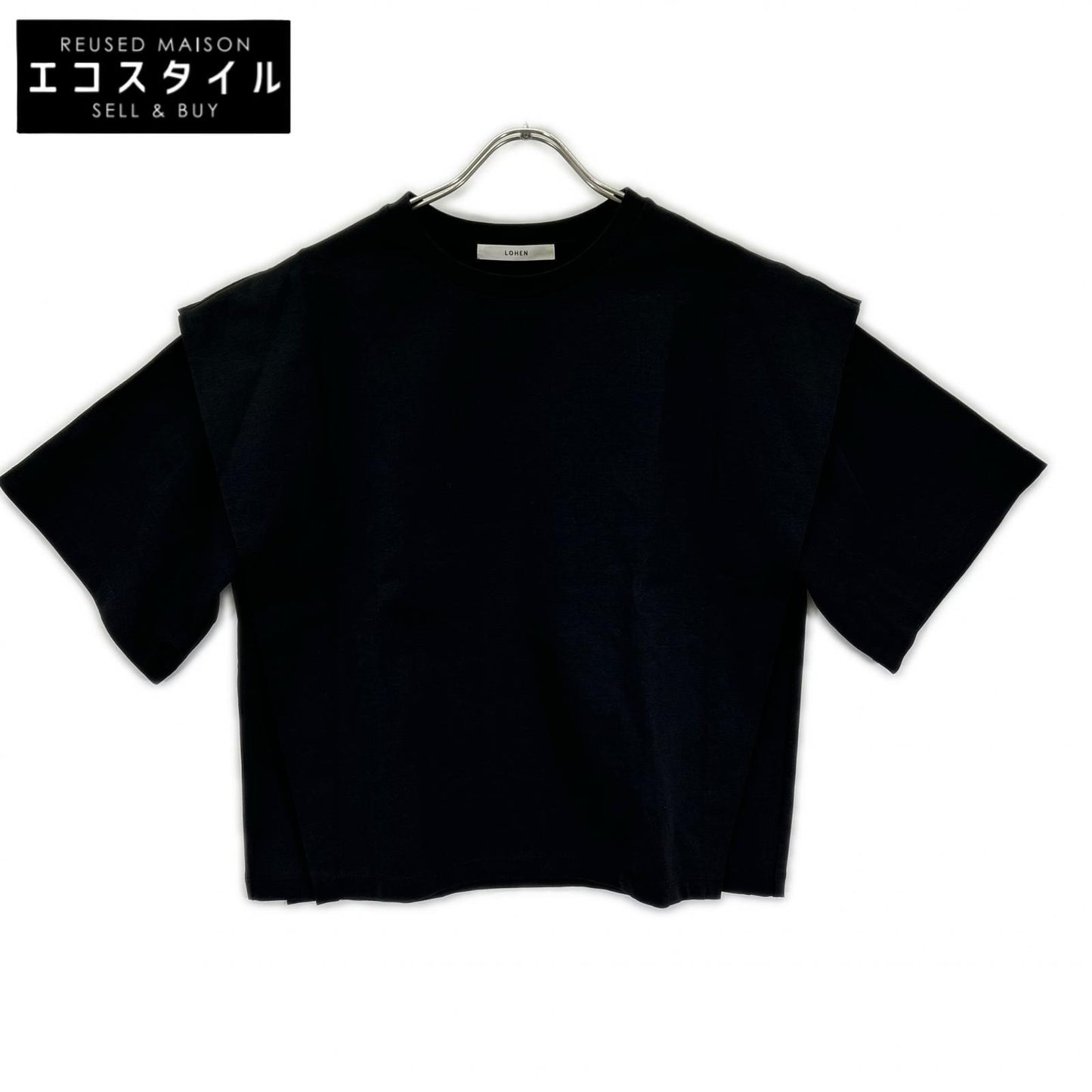 LOHEN ローヘン 24SS ブラック レイヤードデザイン クルーネックS/Sカットソー トップス