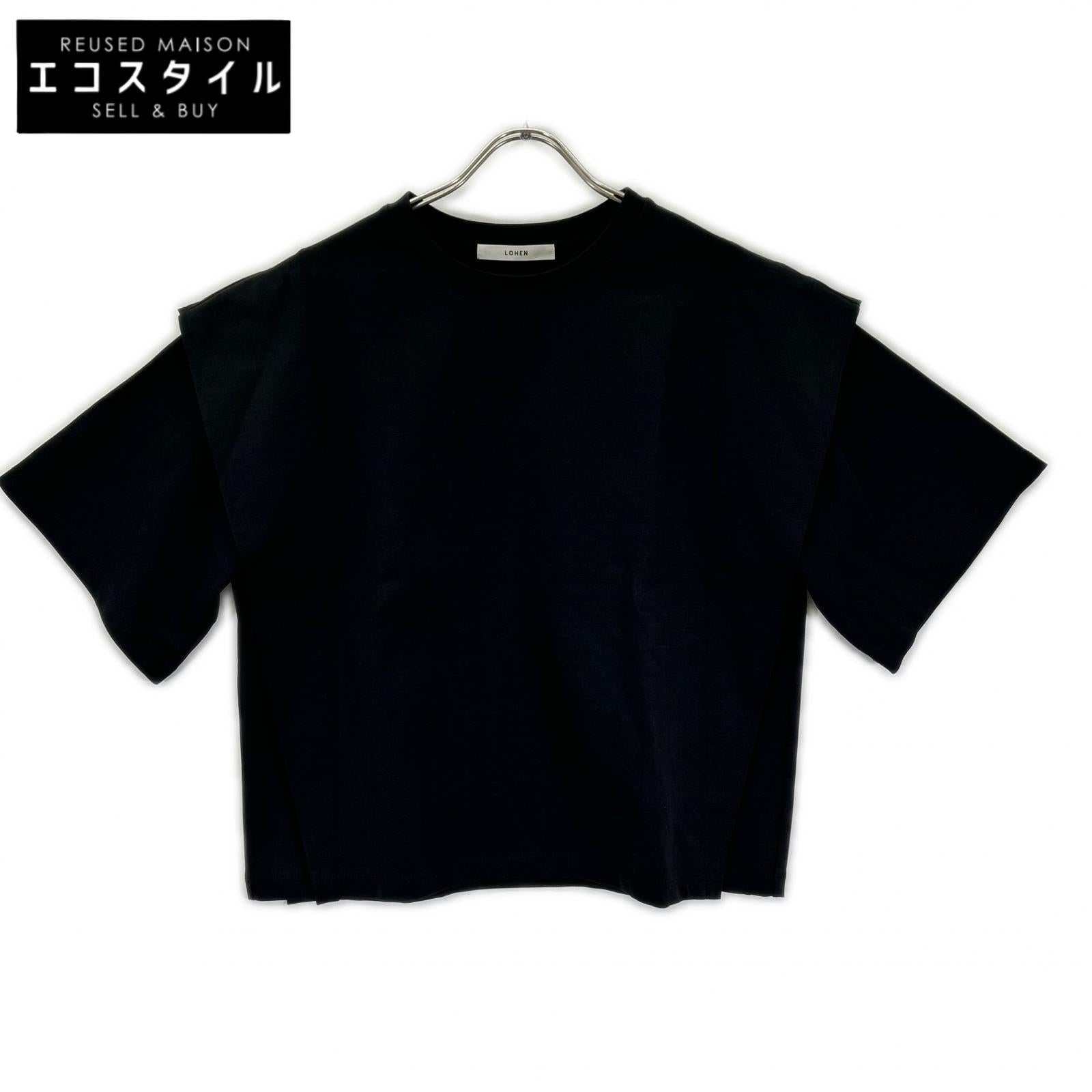 LOHEN ローヘン 24SS ブラック レイヤードデザイン クルーネックS/Sカットソー トップス