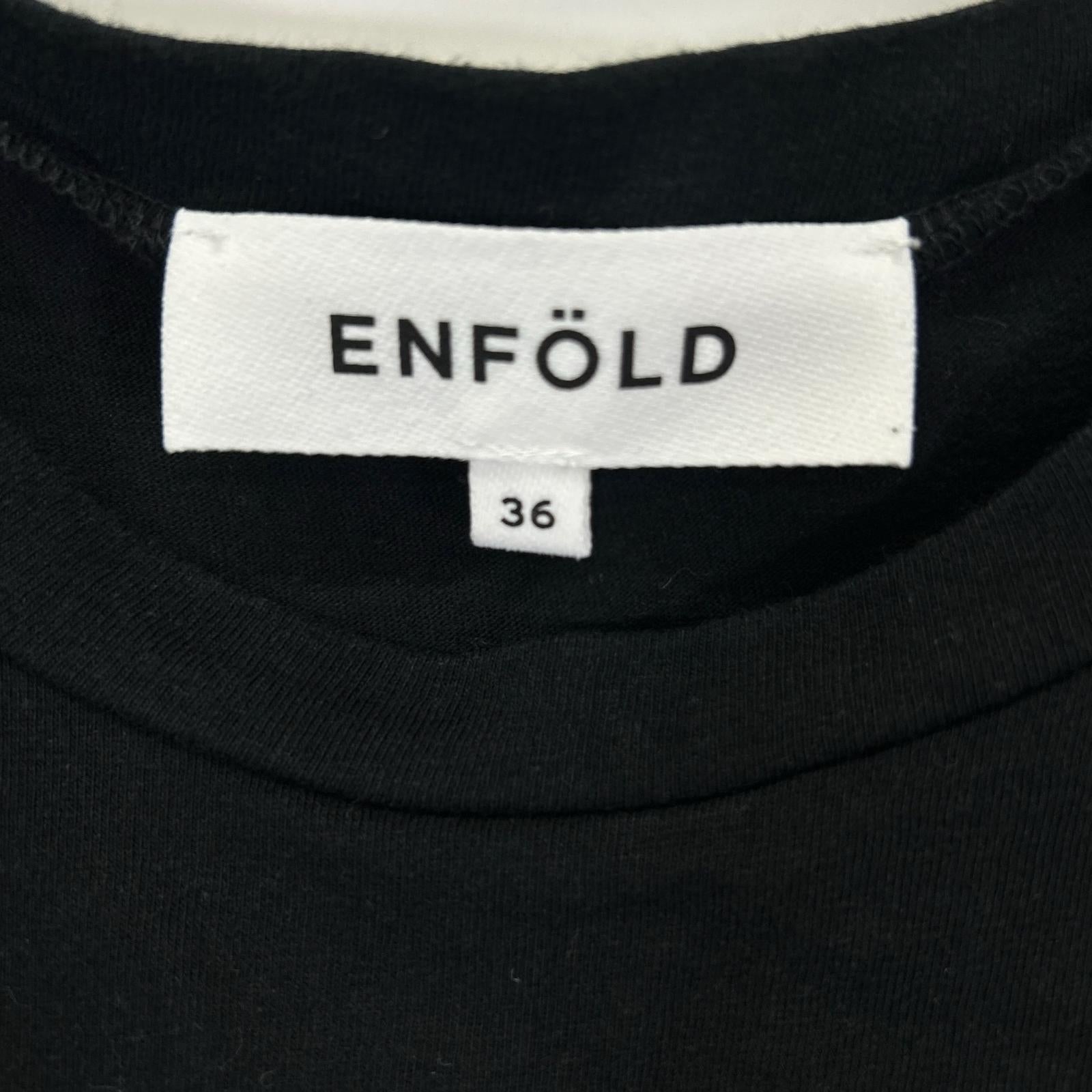 ENFOLD エンフォルド ブラック コクーンシルエット クルーネックノースリーブワンピース ワンピース