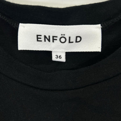 ENFOLD エンフォルド ブラック コクーンシルエット クルーネックノースリーブワンピース ワンピース