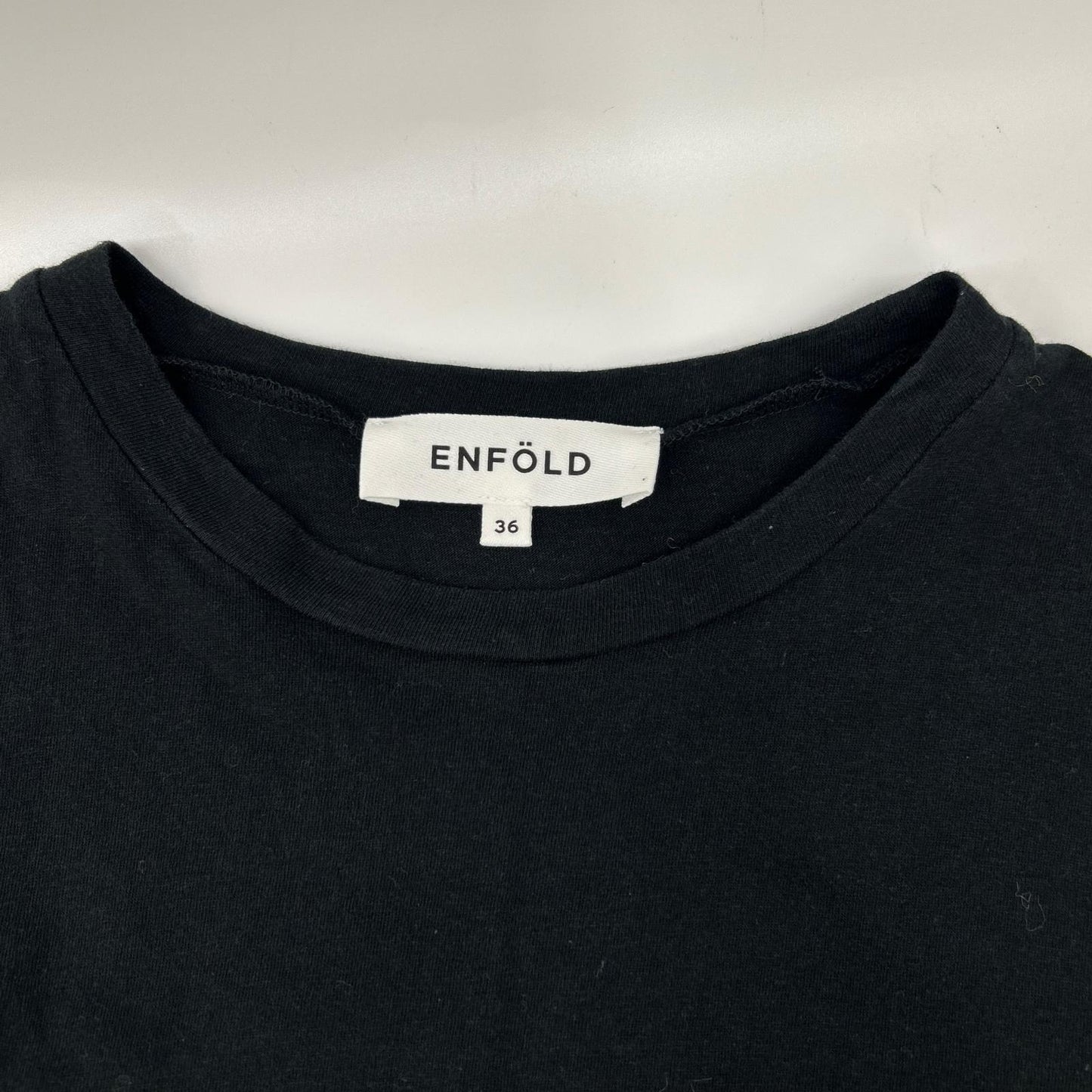 ENFOLD エンフォルド ブラック コクーンシルエット クルーネックノースリーブワンピース ワンピース