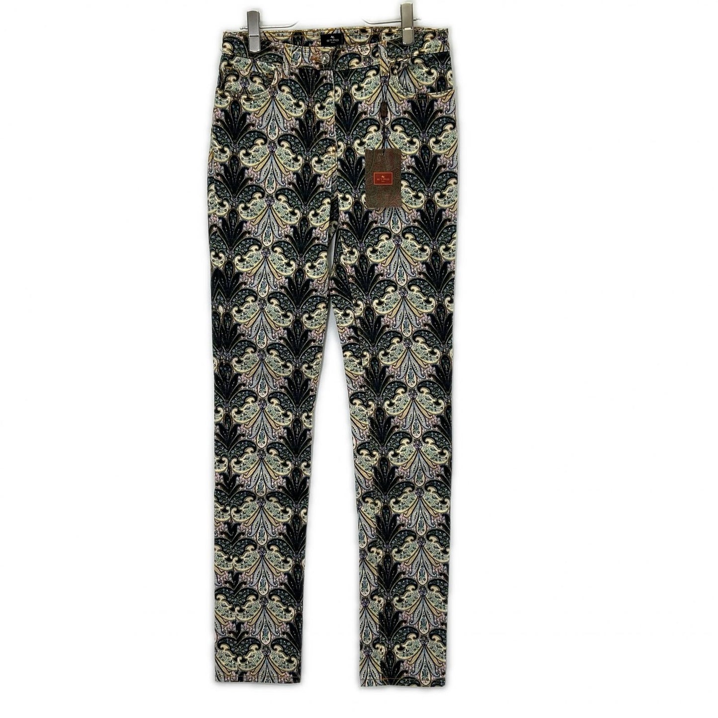 ETRO エトロ 19518 マルチカラー ペイズリー柄 パッチ ジップフライ スキニーパンツ ボトムス
