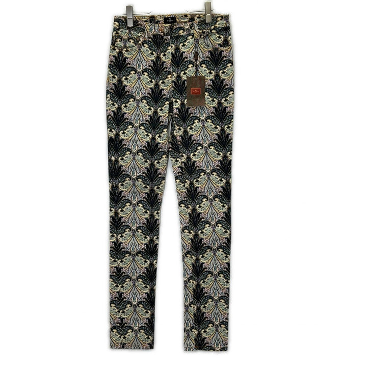 ETRO エトロ 19518 マルチカラー ペイズリー柄 パッチ ジップフライ スキニーパンツ ボトムス