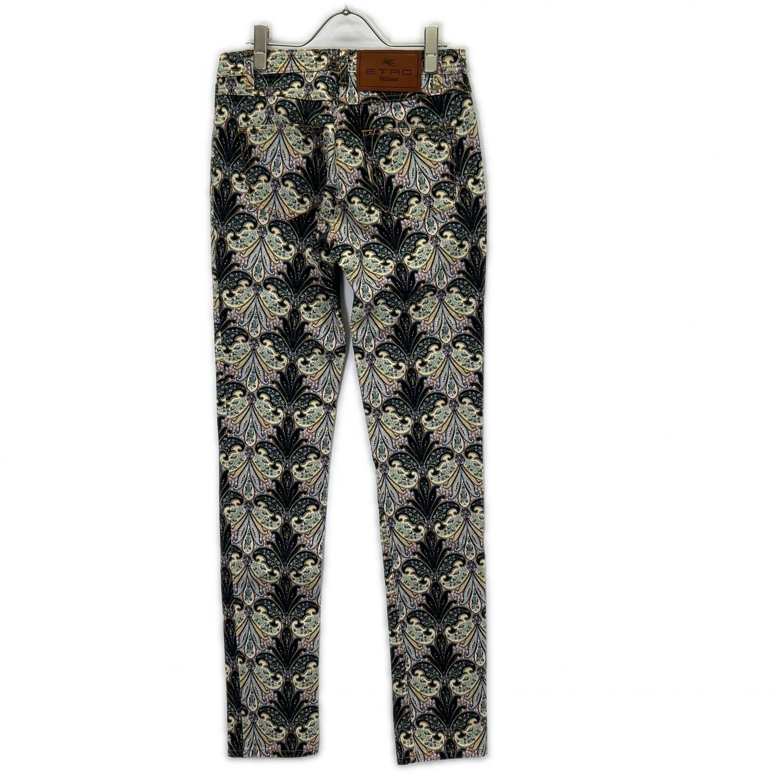 ETRO エトロ 19518 マルチカラー ペイズリー柄 パッチ ジップフライ スキニーパンツ ボトムス