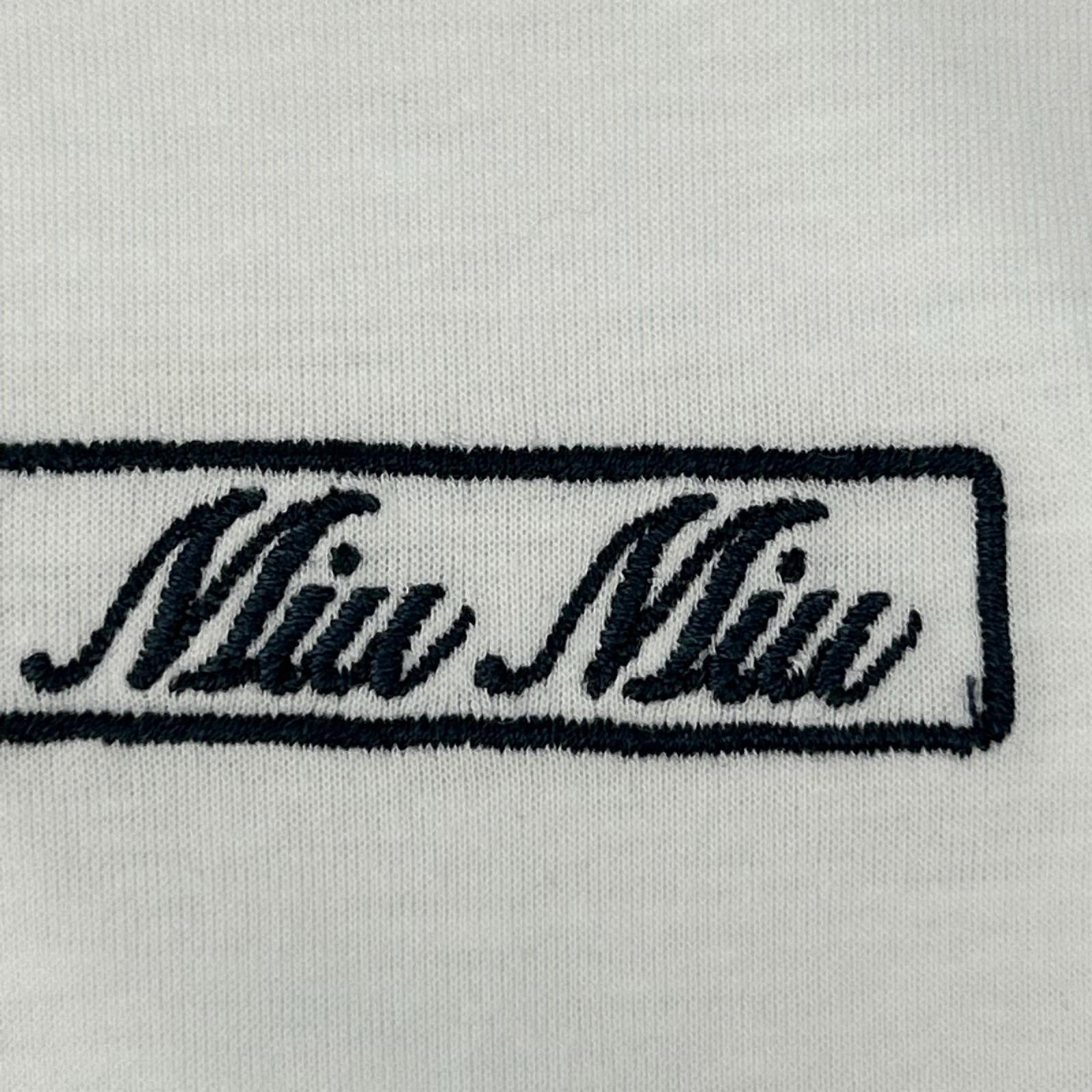 MIUMIU ミュウミュウ MJN383 23年 ホワイト ロゴ刺しゅう エンブロイダリー コットンジャージー Tシャツ トップス