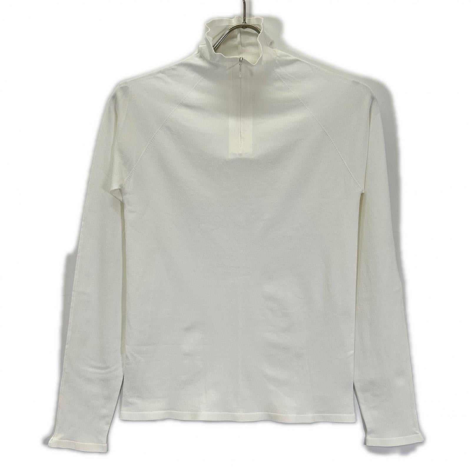 THE ROW ザ ロウ 8137-Y674 ホワイト Patti Top/パティトップ ハーフジップタイトフットニットソー トップス
