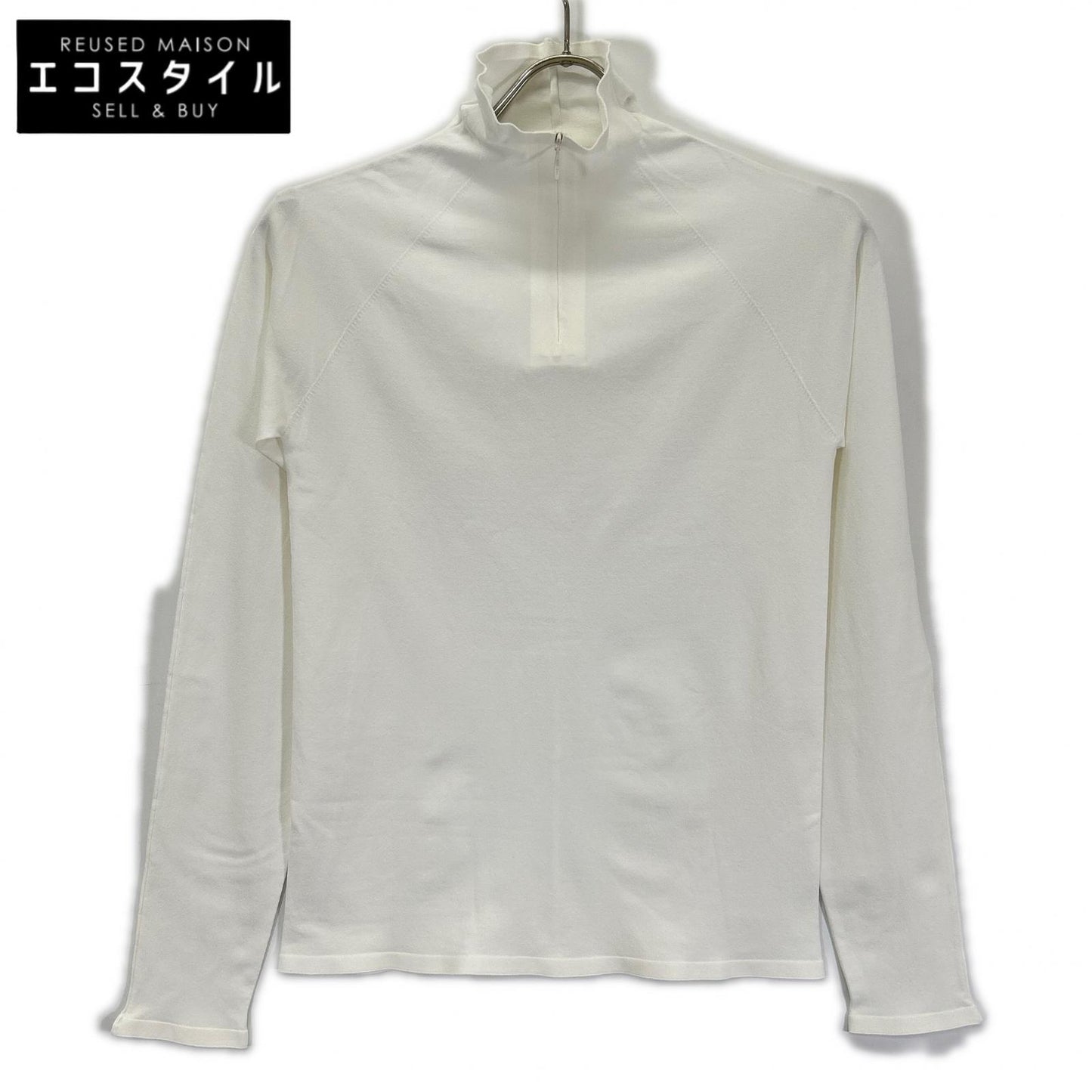 THE ROW ザ ロウ 8137-Y674 ホワイト Patti Top/パティトップ ハーフジップタイトフットニットソー トップス