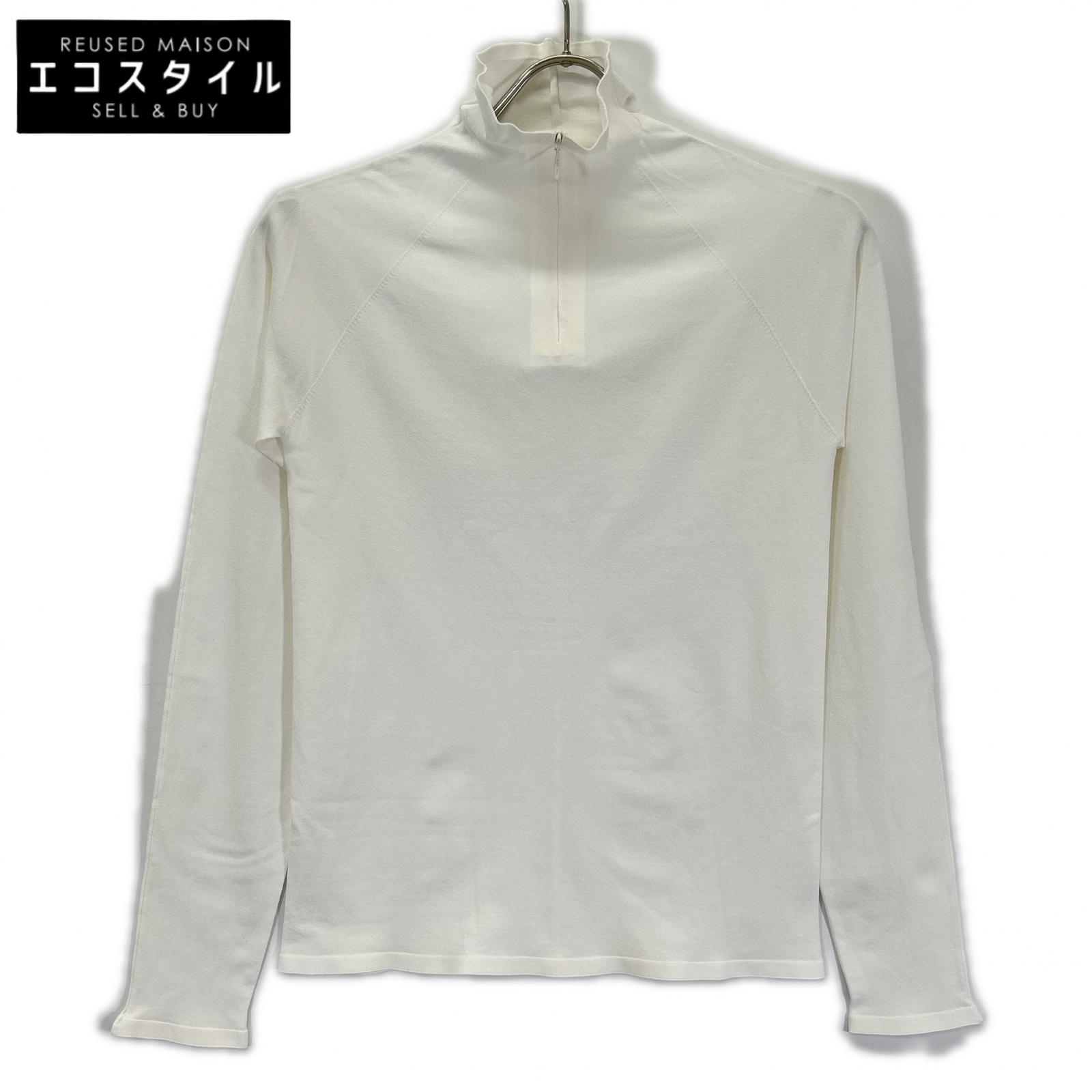 THE ROW ザ ロウ 8137-Y674 ホワイト Patti Top/パティトップ ハーフジップタイトフットニットソー トップス