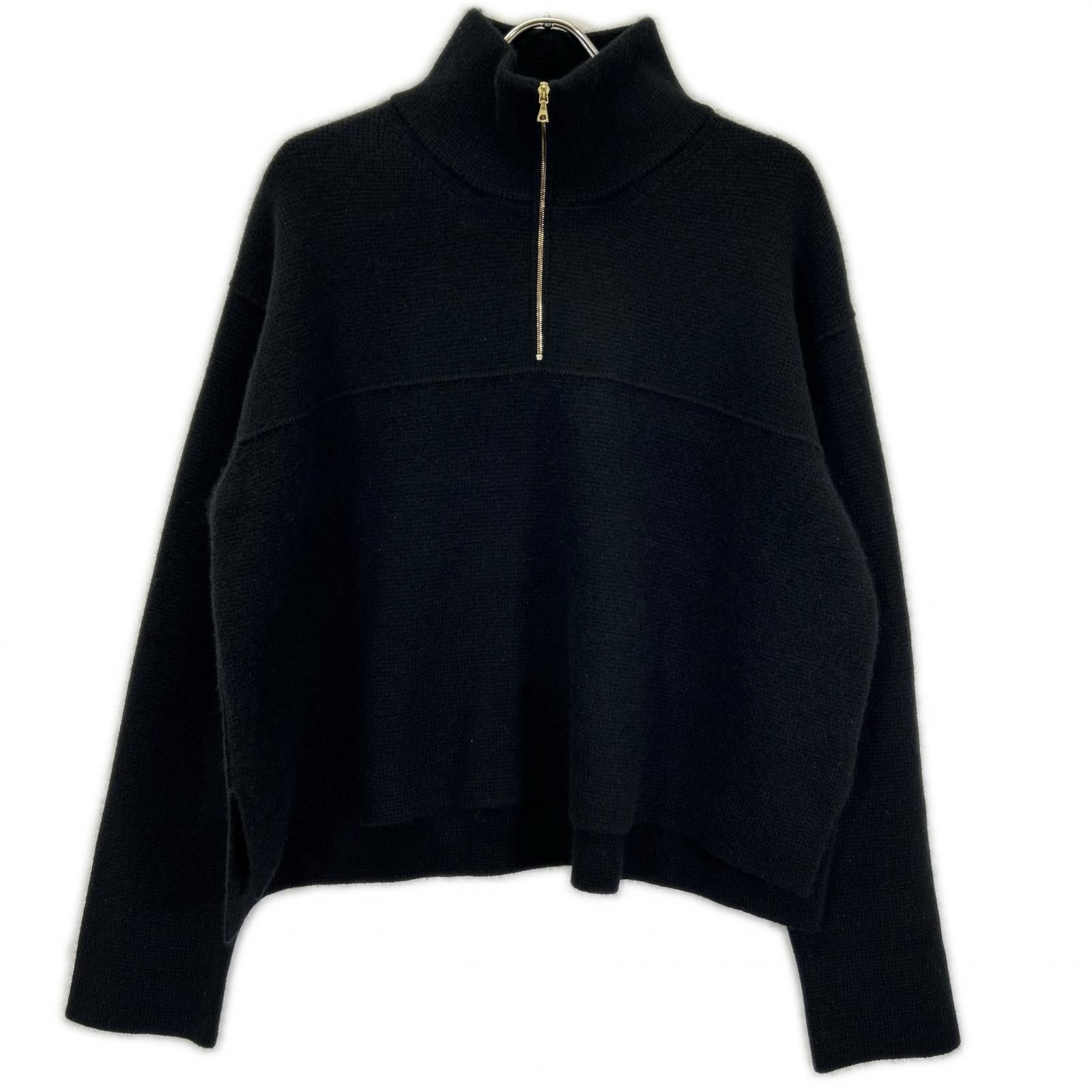BLAMINK ブラミンク 7913-106-0300 ブラック カシミヤ100 ハーフジップタートルネックプルオーバーニット トップス