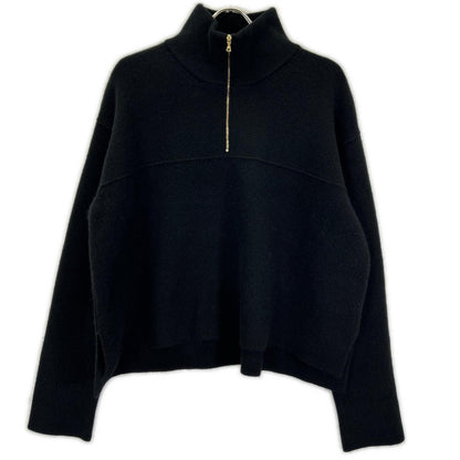 BLAMINK ブラミンク 7913-106-0300 ブラック カシミヤ100 ハーフジップタートルネックプルオーバーニット トップス