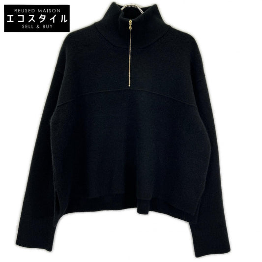 BLAMINK ブラミンク 7913-106-0300 ブラック カシミヤ100 ハーフジップタートルネックプルオーバーニット トップス