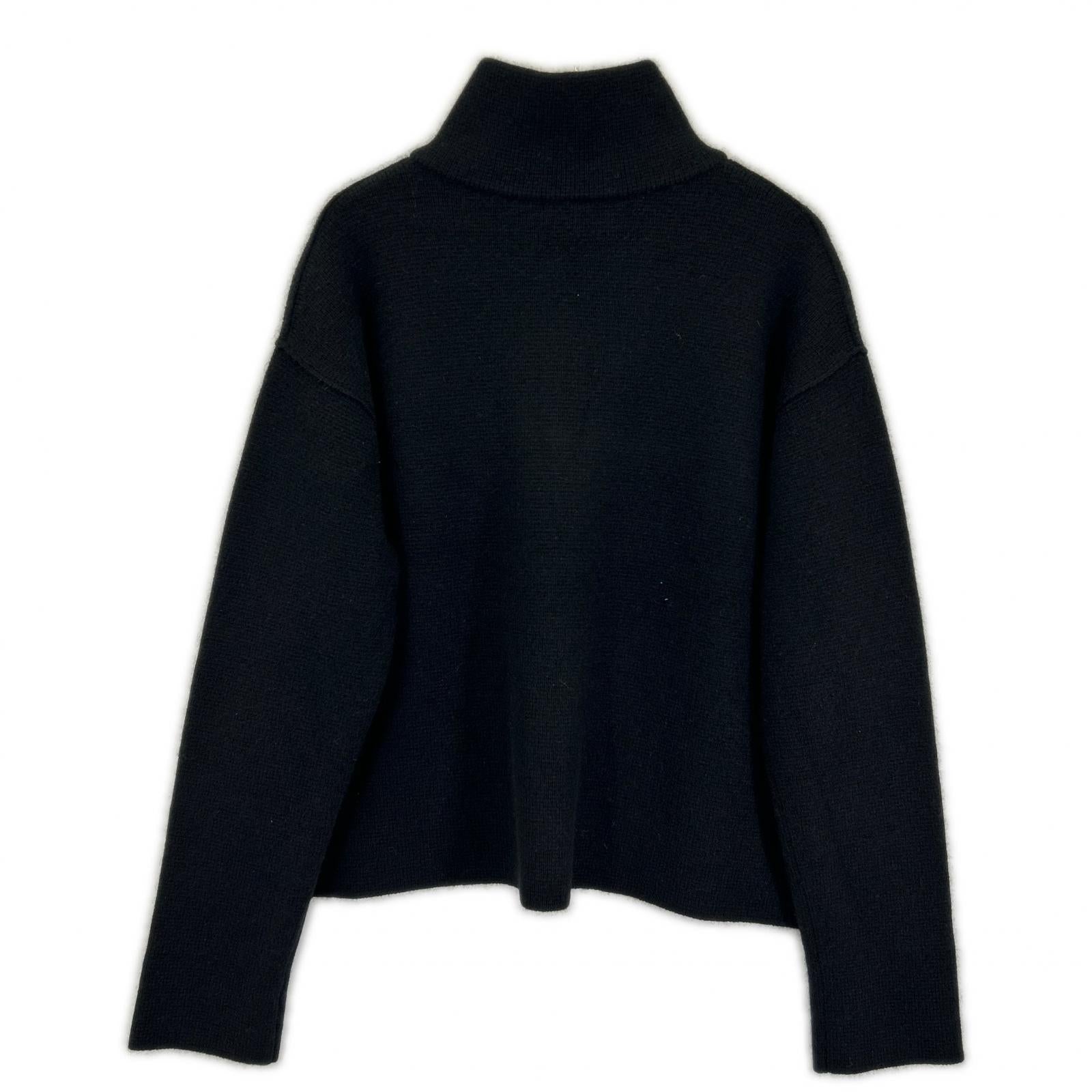 BLAMINK ブラミンク 7913-106-0300 ブラック カシミヤ100 ハーフジップタートルネックプルオーバーニット トップス
