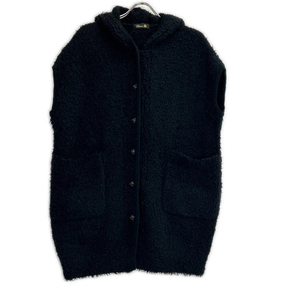 DRAWER ドゥロワー 6515-199-0498 ブラック カシミヤ100 フーデッドボアジレ フレンチスリーブベスト ベスト