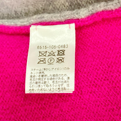 DRAWER ドゥロワー 6515-105-0483 ピンク×グレー ウール100 9G配色Vネックカーディガン トップス