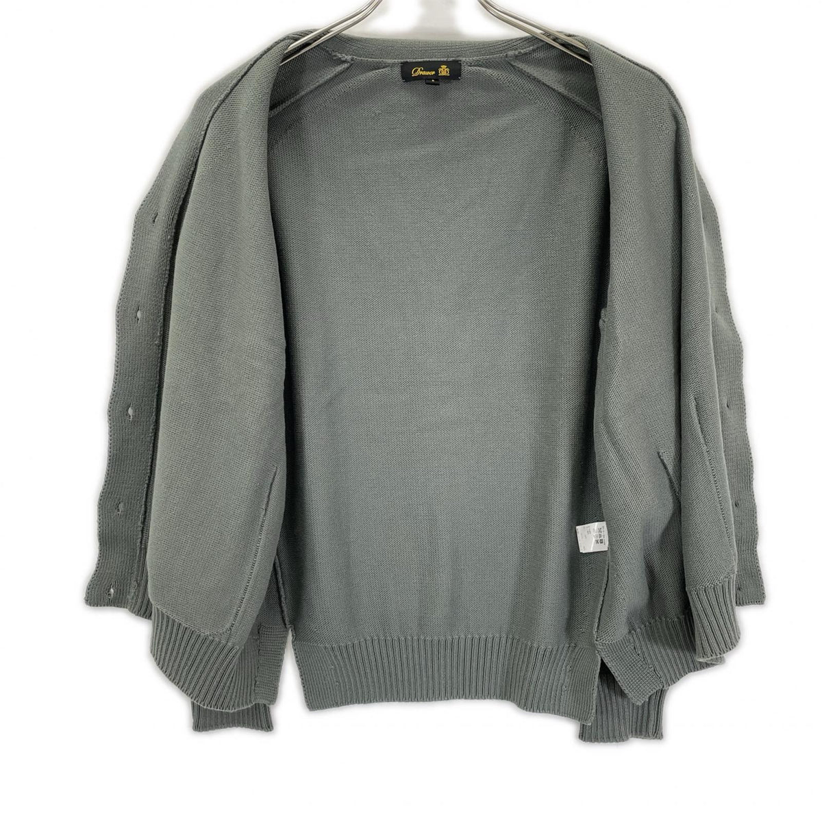 DRAWER 6515-199-0468 Green 7G cotton jersey-knit cardigan Top
