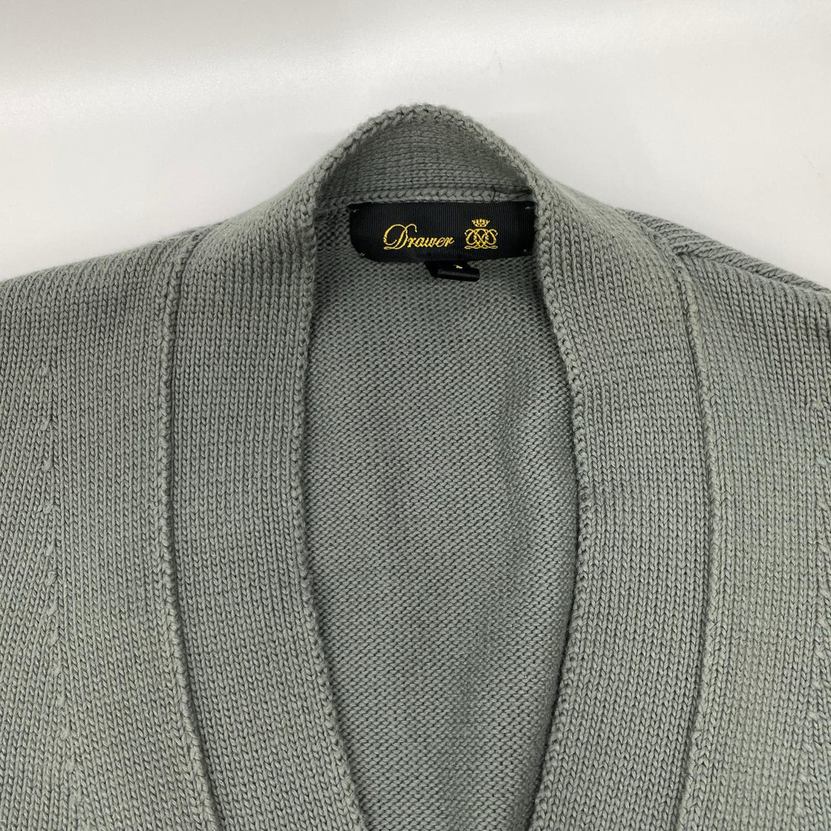 DRAWER 6515-199-0468 Green 7G cotton jersey-knit cardigan Top