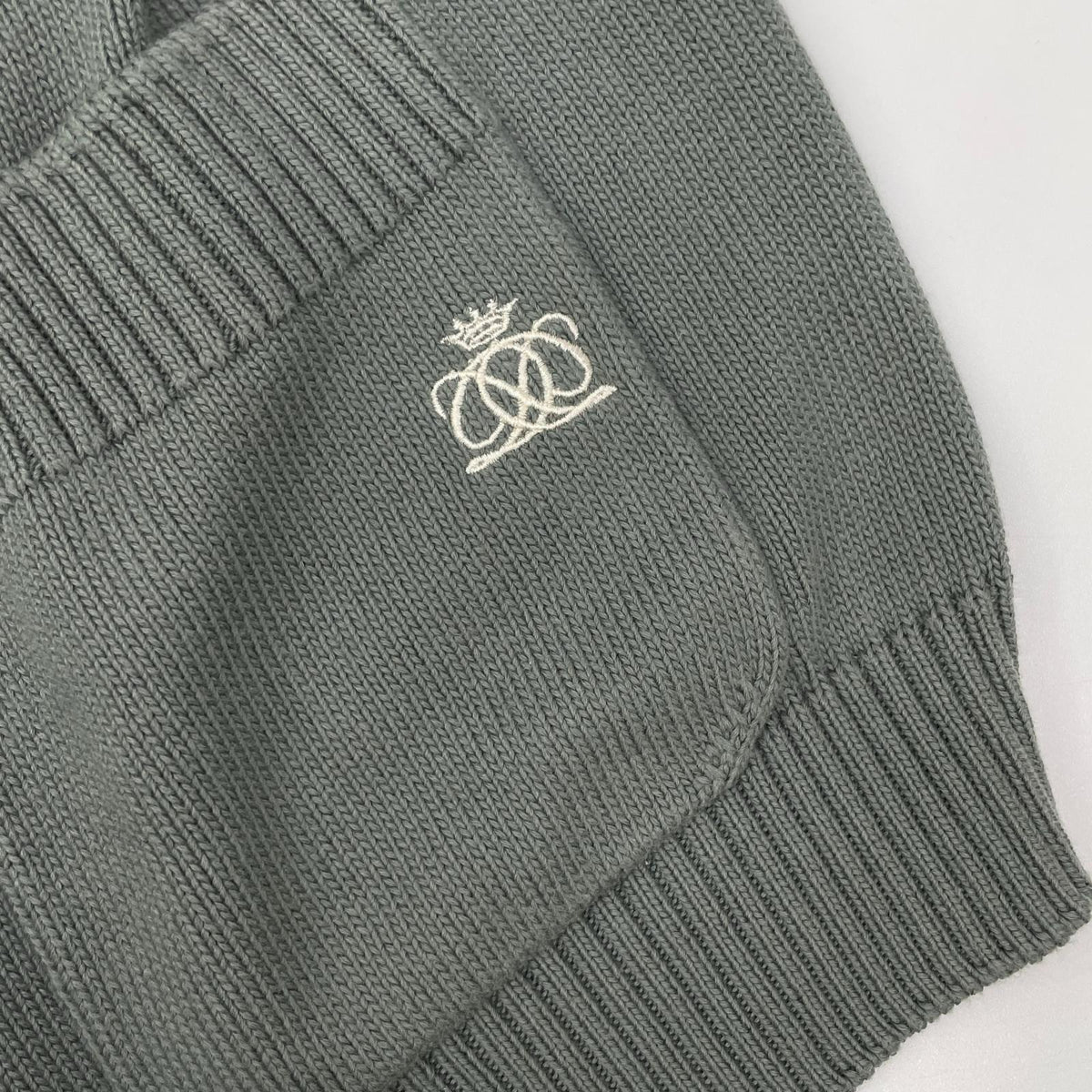 DRAWER 6515-199-0468 Green 7G cotton jersey-knit cardigan Top