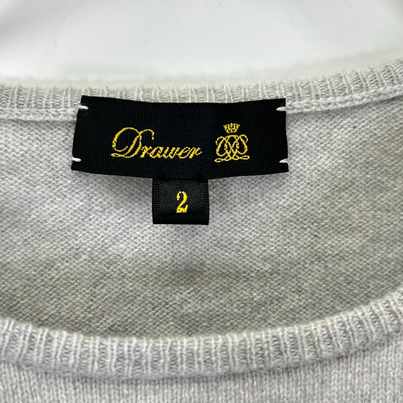 DRAWER ドゥロワー 6518-106-0313 グレー カシミヤ100 ショートスリーブプルオーバーニット トップス