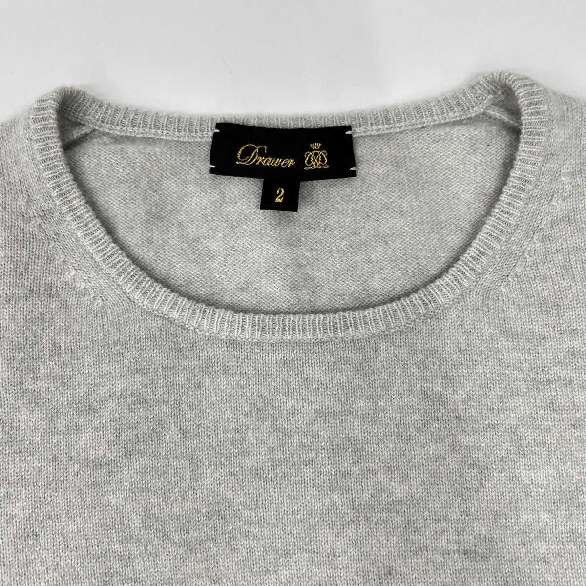 DRAWER ドゥロワー 6518-106-0313 グレー カシミヤ100 ショートスリーブプルオーバーニット トップス