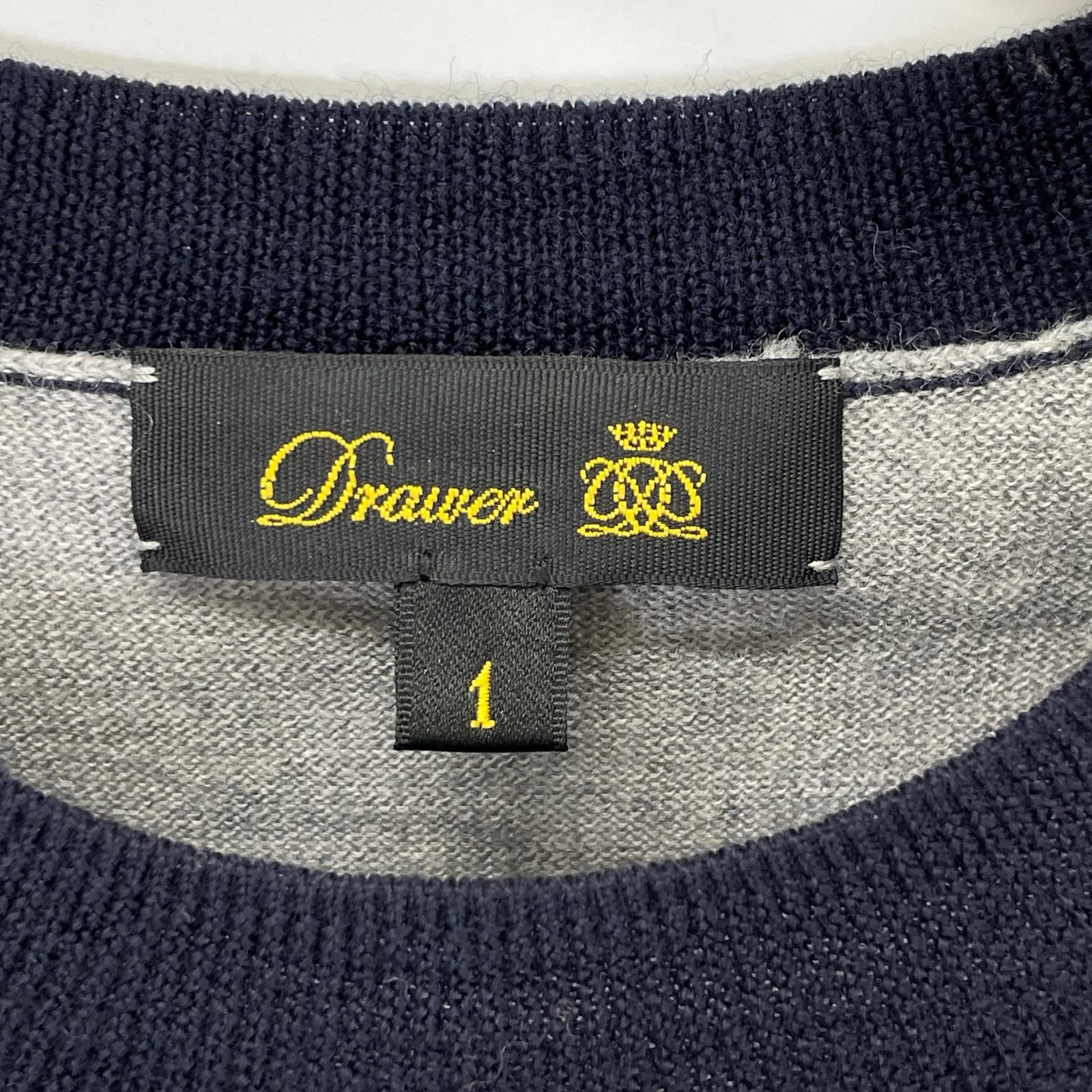 DRAWER ドゥロワー 6513-106-0829 ネイビー ウール100 レイヤードクルーネックニット トップス